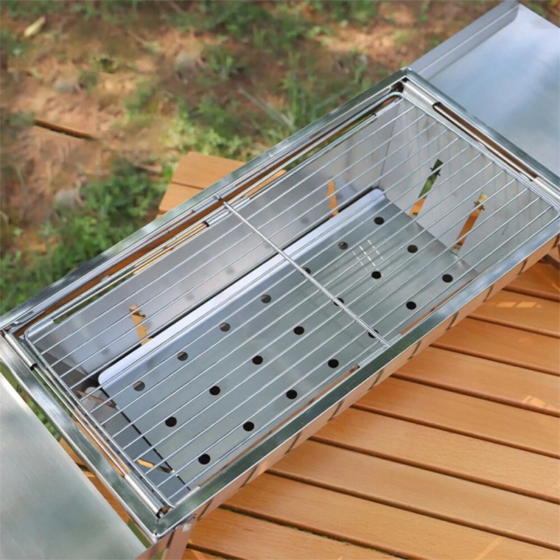 IPRee kannettava hiiligrilli taittuva pieni ulkogrilli kevyt ruostumaton teräs kantolaukulla