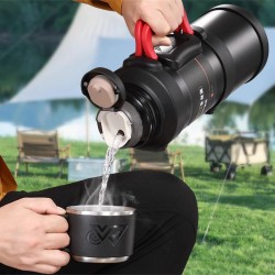 IPRee 1,7 l suuri ruostumaton teräs kahvallinen termos kannettava ulkoiluun 72 tunnin lämpöeristys