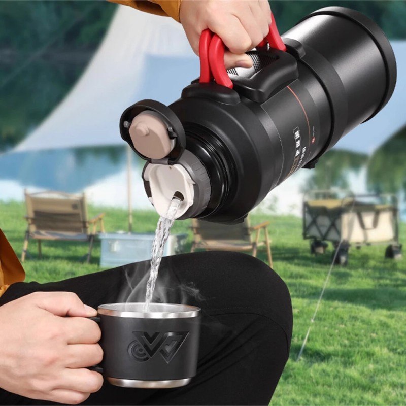 IPRee 1,7 l suuri ruostumaton teräs kahvallinen termos kannettava ulkoiluun 72 tunnin lämpöeristys