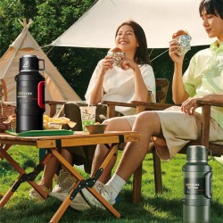 IPRee 1,7 l suuri ruostumaton teräs kahvallinen termos kannettava ulkoiluun 72 tunnin lämpöeristys