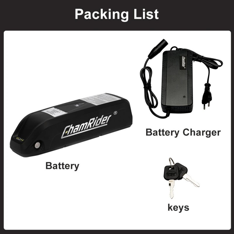 ChamRider Hailong 1 48V 14.4Ah runkoputkeen asennettava sähköpyörän akku 4800mAh 30A akunhallinta 4A pikalaturi IP65
