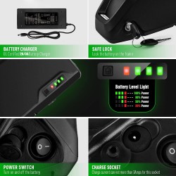 UNITPACKPOWER S039 36V 19.2Ah sähköpyörän akku litiumioni 21700 20A BMS 2A laturi Bafang 500W