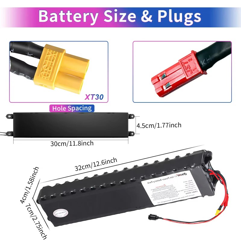 HANIWINNER HA113-4 36V 7.8Ah 280.8Wh taitettava sähköpotkulauta-akku XT30-liitin vesitiivis