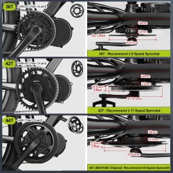 BAFANG MM G340 48V 750W keskimoottori päivitetty muunnossarja 36/42/44/52T ketjupyörä P860C DPC080 näyttö peukalokaasu