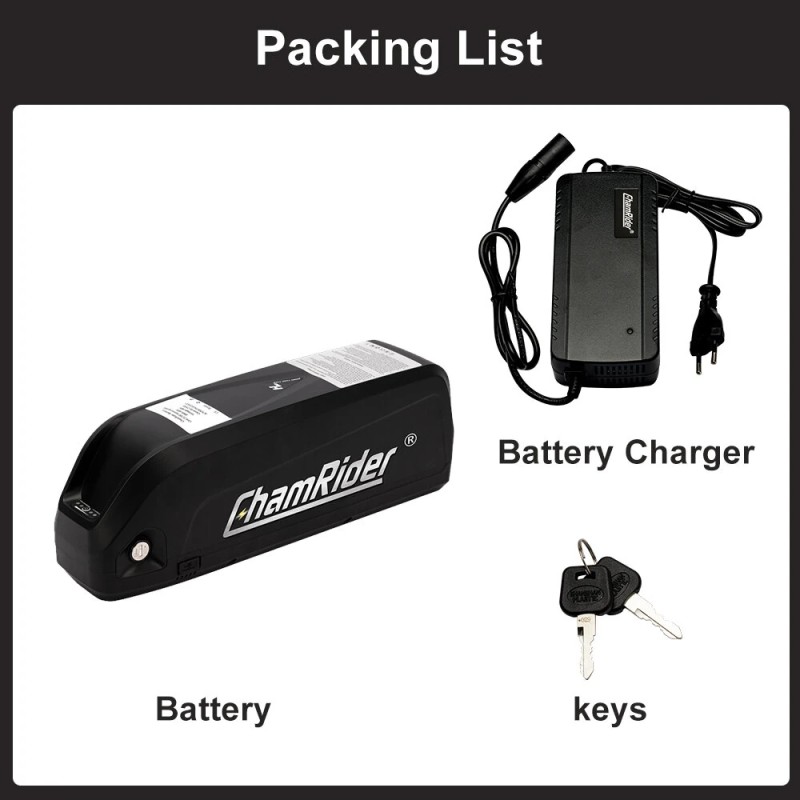 Chamrider Hailong Max 36V 30Ah 1080Wh runkoakku 25A BMS IP65 vesitiivis 4A pikalaturi