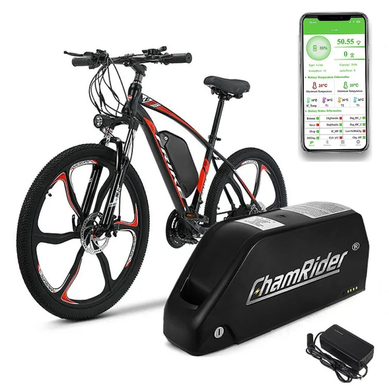 Chamrider Polly 7 52V 25Ah 1300Wh runkoakku IP65 vedenkestävä 4A laturi sopii 250 2000W moottoreille