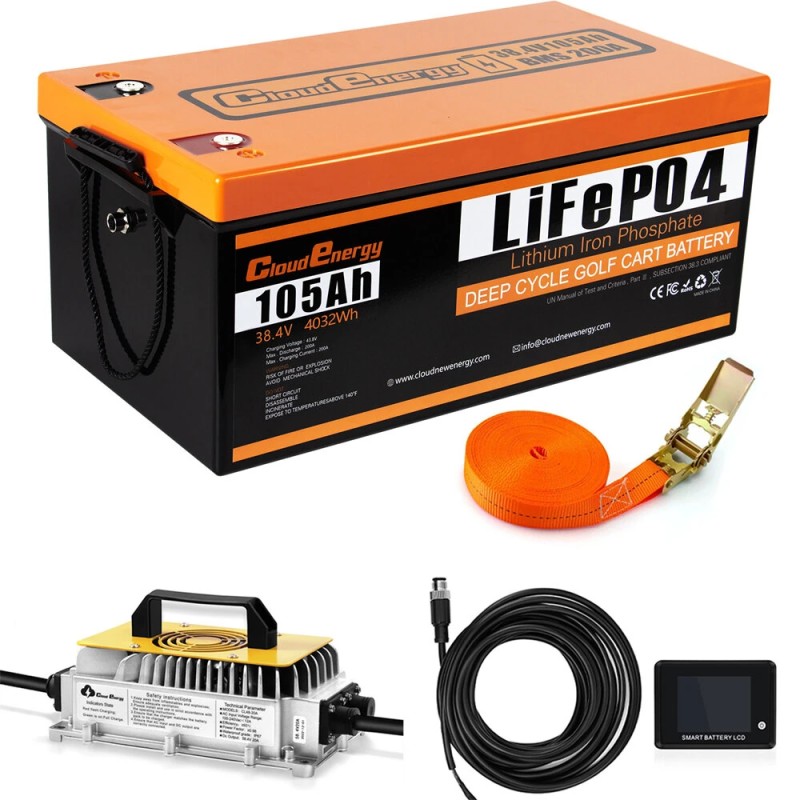 Cloudenergy LiFePO4-akku golfautoihin ja aurinkovarastoon 51.2V 60/100/105Ah 200A BMS