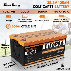 Cloudenergy LiFePO4-akku golfautoihin ja aurinkovarastoon 51.2V 60/100/105Ah 200A BMS