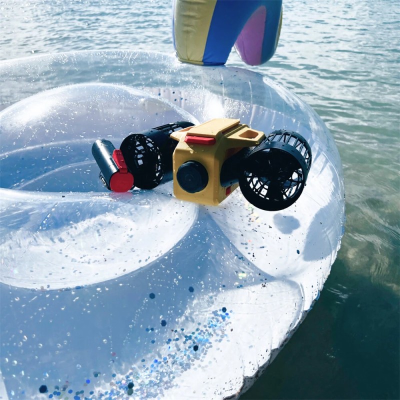 LEFEET C1 vedenalainen skootteri kaksoismoottorilla jopa 60 minuuttia akunkesto actionkameran kiinnike vesitiivis keltainen