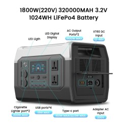 XP1000 kannettava varavirtalaite 1024Wh 1800W puhdas siniaalto 1 tunnin pikalataus kotiin