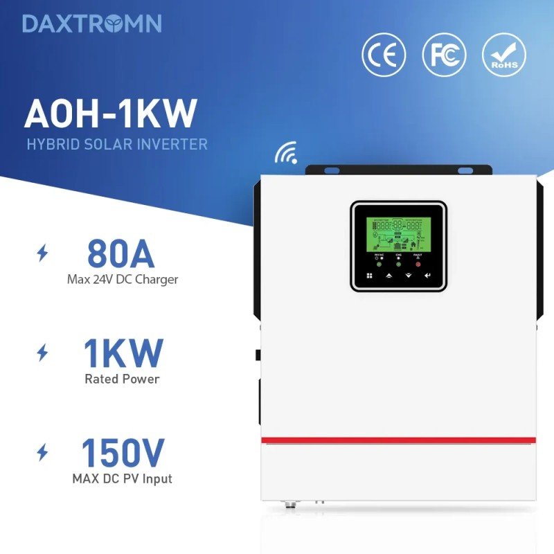 DAXTROMN AOH-1KW 1000W puhdas siniaalto aurinko ja verkko hybridiinvertteri MPPT 40A