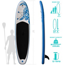 FunWater puhallettava 335 cm SUP-lauta säädettävällä melalla, matkalaukulla ja turvahihnalla