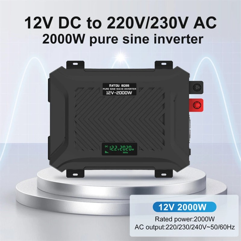 DATOUBOSS puhtaan siniaallon invertteri autokäyttöön 12V 2000W 12V 3000W 24V 3500W näytöllä