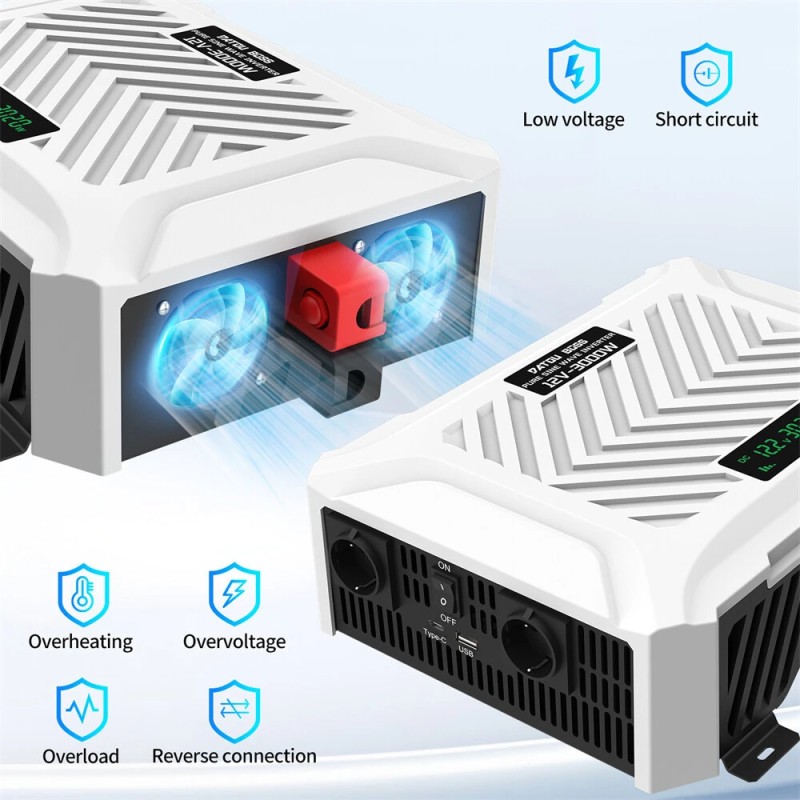 DATOUBOSS puhtaan siniaallon invertteri autokäyttöön 12V 2000W 12V 3000W 24V 3500W näytöllä