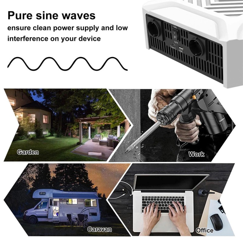 DATOUBOSS puhtaan siniaallon invertteri autokäyttöön 12V 2000W 12V 3000W 24V 3500W näytöllä