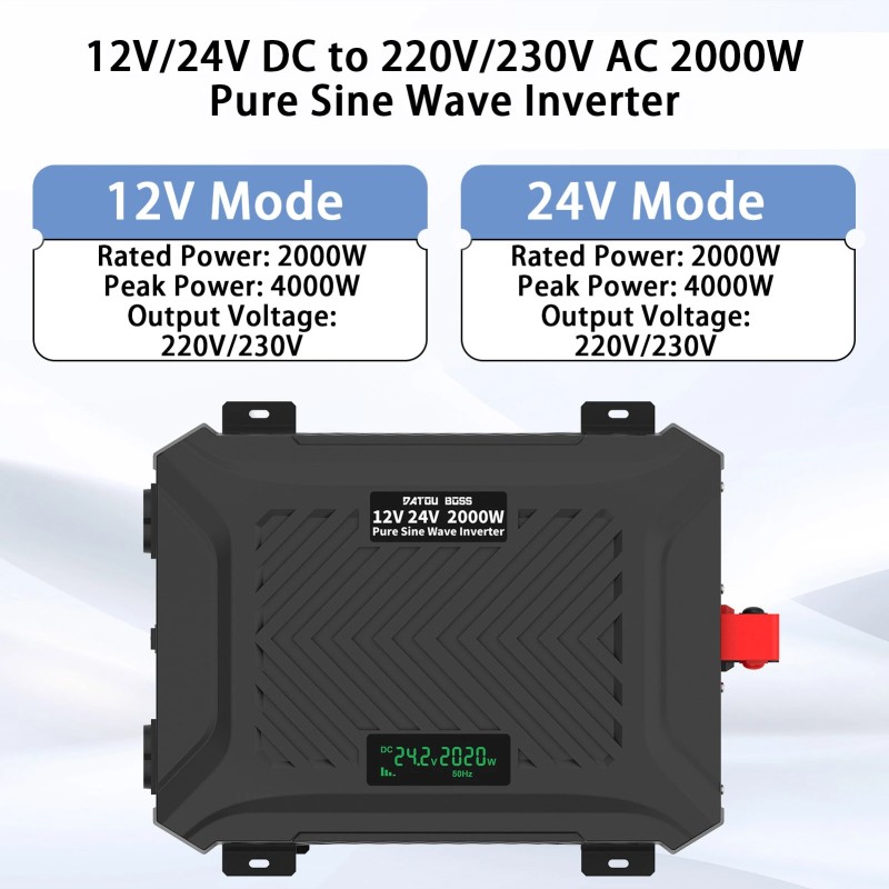 DATOUWOSS 12V/24V automaattinen vaihtokytkin puhdas siniaalto invertteri 2000W 4000W