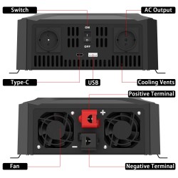 DATOUWOSS 12V/24V automaattinen vaihtokytkin puhdas siniaalto invertteri 2000W 4000W