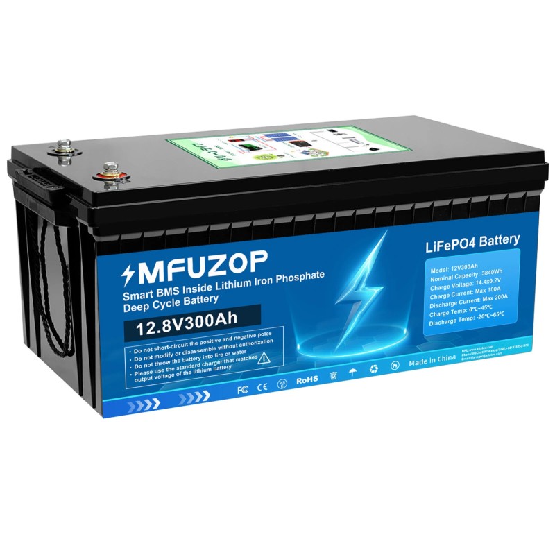 MFUZOP 12V LiFePO4 akku 100Ah 200Ah 300Ah suuri kapasiteetti BMS pitkäikäinen aurinkokäyttöön