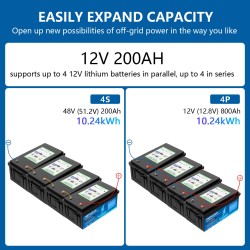 MFUZOP 12V LiFePO4 akku 100Ah/200Ah/300Ah suuri kapasiteetti BMS pitkäikäinen aurinkokäyttöön