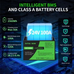 DATOUBOSS LiFePO4-akku 24V/48V 100Ah 2560/5120Wh päivitetyllä 100A BMS:llä 8000 sykliä