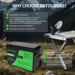 DATOUBOSS LiFePO4-akku 24V/48V 100Ah 2560/5120Wh päivitetyllä 100A BMS:llä 8000 sykliä