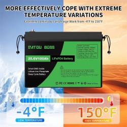 DATOUBOSS LiFePO4-akku 24V/48V 100Ah 2560/5120Wh päivitetyllä 100A BMS:llä 8000 sykliä