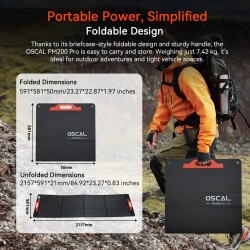 Blackview Oscal PM200 PRO 200W taittuva kannettava aurinkopaneeli IP67 Type-C USB QC3.0