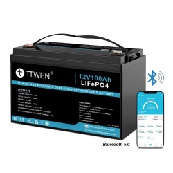 TTWEN LFP12 100LP BT 12V 100Ah Bluetoothilla LiFePO4 akku 1280Wh pitkäikäinen syväsyklinen