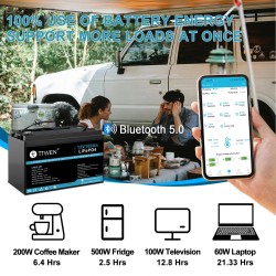 TTWEN LFP12-100LP-BT 12V 100Ah Bluetoothilla LiFePO4-akku 1280Wh pitkäikäinen syväsyklinen
