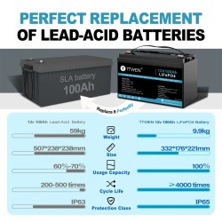 TTWEN LFP12-100LP-BT 12V 100Ah Bluetoothilla LiFePO4-akku 1280Wh pitkäikäinen syväsyklinen