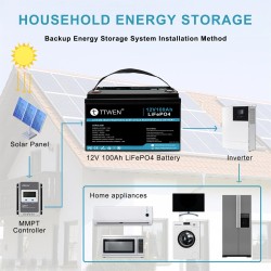 TTWEN LFP12-100LP-BT 12V 100Ah Bluetoothilla LiFePO4-akku 1280Wh pitkäikäinen syväsyklinen