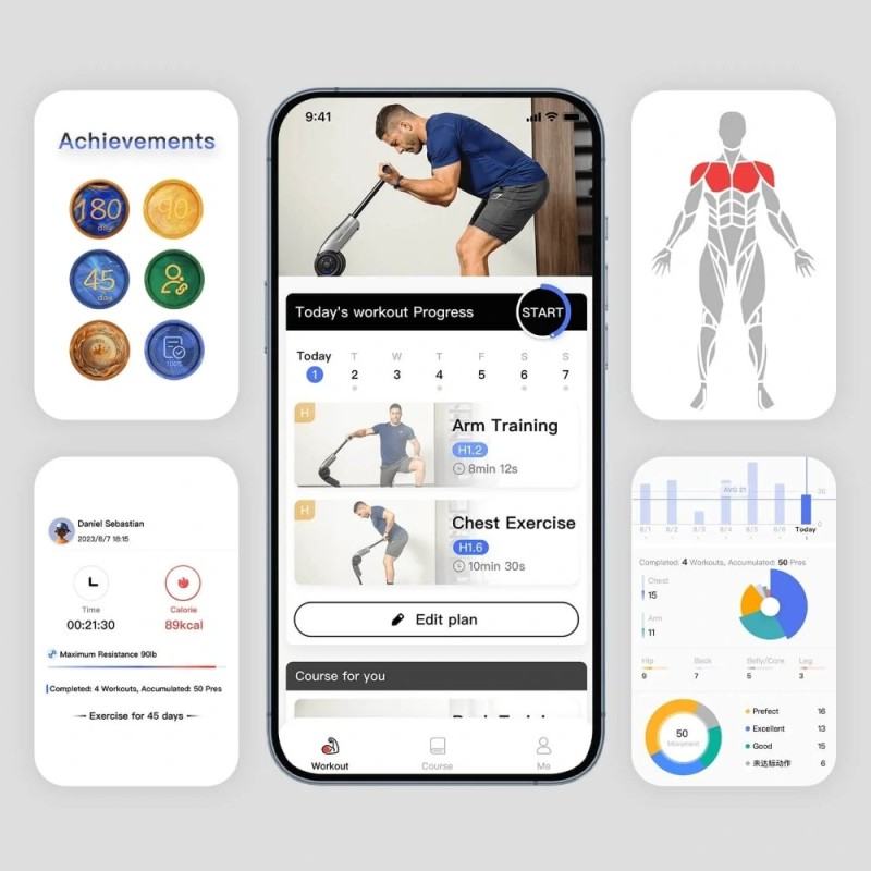 HALYTUS Hookee Plus älykäs kuntolaite kotiharjoitteluun säädettävä vastus 5–100 paunaa 20 tasoa