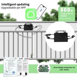 LANPWR 4×180W joustava aurinkopaneelipaketti 800W invertterillä älyapilla ja 2 m pistorasiakaapelilla