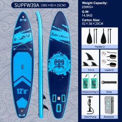 FunWater pidempi ja leveä 385x85x15 cm puhallettava SUP-lauta perheelle ja aikuisille SUPFW39A