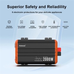 FCHAO PST-2000W puhdas siniaaltoinvertteri aurinkosähköön kotiin ja matkailuautoon