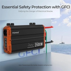 FCHAO PST-2500W-24V 2500W 24V puhdas siniaaltoinvertteri LCD-näytöllä kotiin, retkeilyyn ja asuntoautoon