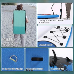 WaveRite ilmatäytteinen sup-lauta 320x80x15 cm täydellinen setti mela pumppu turvahihna matkalaukku aikuisille