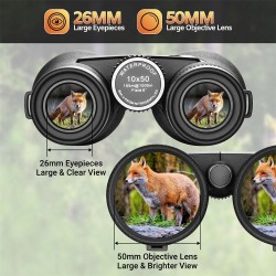 AOMEKIE AO3089 10x50 vedenpitävät kiikarit BAK4-prismalla lintujen tarkkailuun