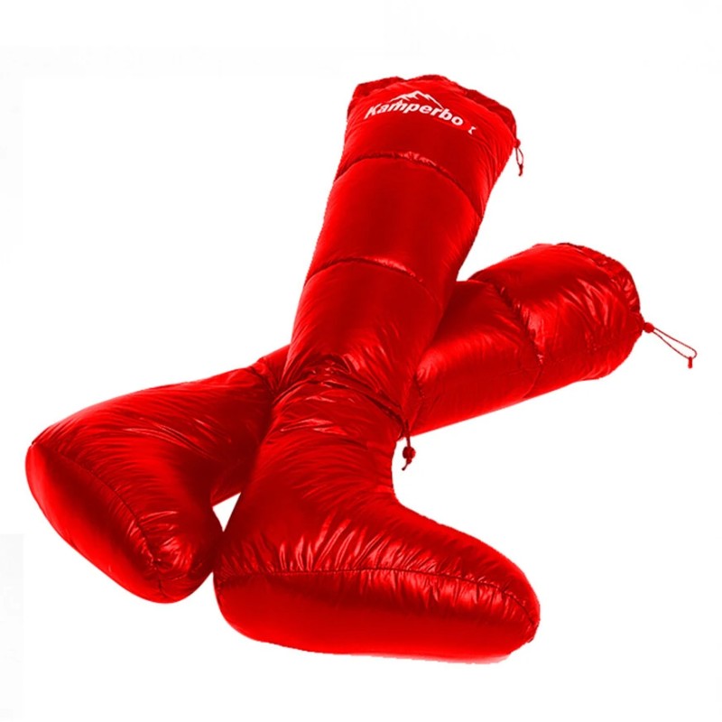 Kamperbox ulkoilmakäyttöön talviset untuvaiset lämpimät vedenkestävät tossukat kiristysnyörillä