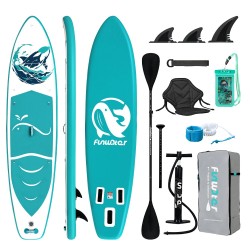 FunWater puhallettava suppailulauta retkeilyyn jooga kalastus istuin säädettävä mela reppu talutushihna