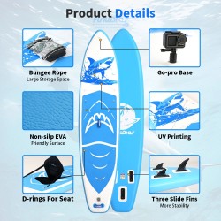 FunWater puhallettava suppailulauta retkeilyyn jooga kalastus istuin säädettävä mela reppu talutushihna