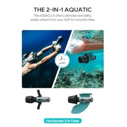 ASIWO U1 vedenalainen skootteri 1100 watin kaksoistila kolme nopeustasoa 50 metrin maksimisyvyys