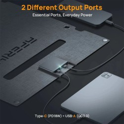 Aferiy 30W kevyt taittuva monokiteinen aurinkopaneeli puhelinten lataukseen USB-C ja USB-A