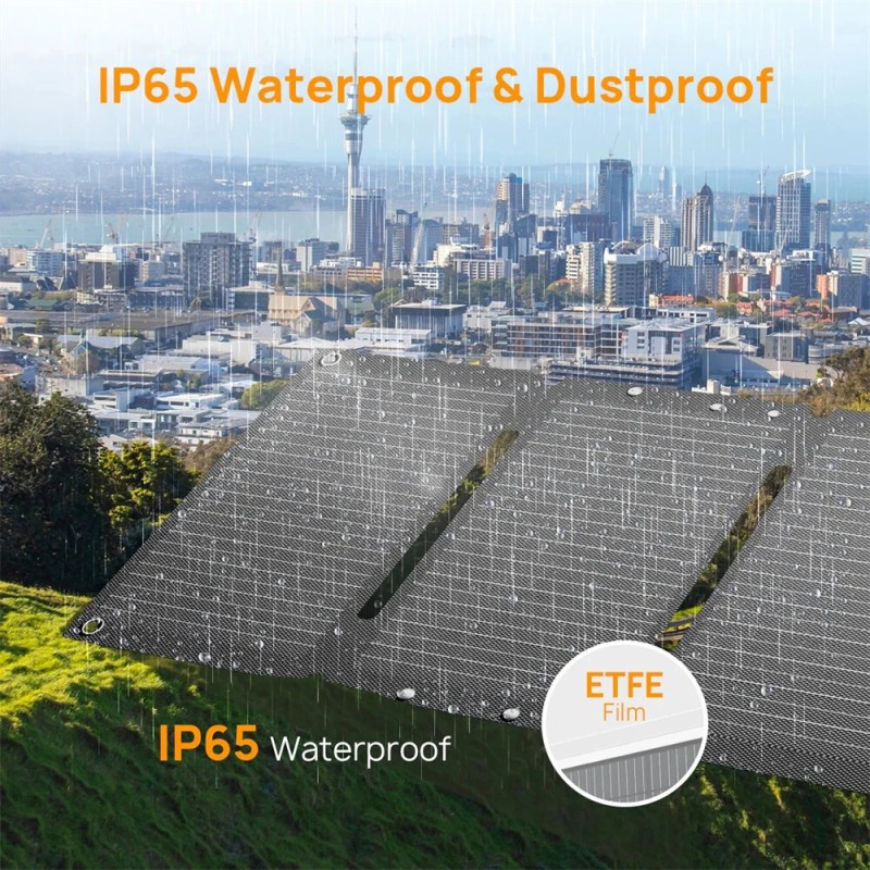 Aferiy 30W kevyt taittuva monokiteinen aurinkopaneeli puhelinten lataukseen USB-C ja USB-A