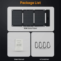 Aferiy 30W kevyt taittuva monokiteinen aurinkopaneeli puhelinten lataukseen USB-C ja USB-A