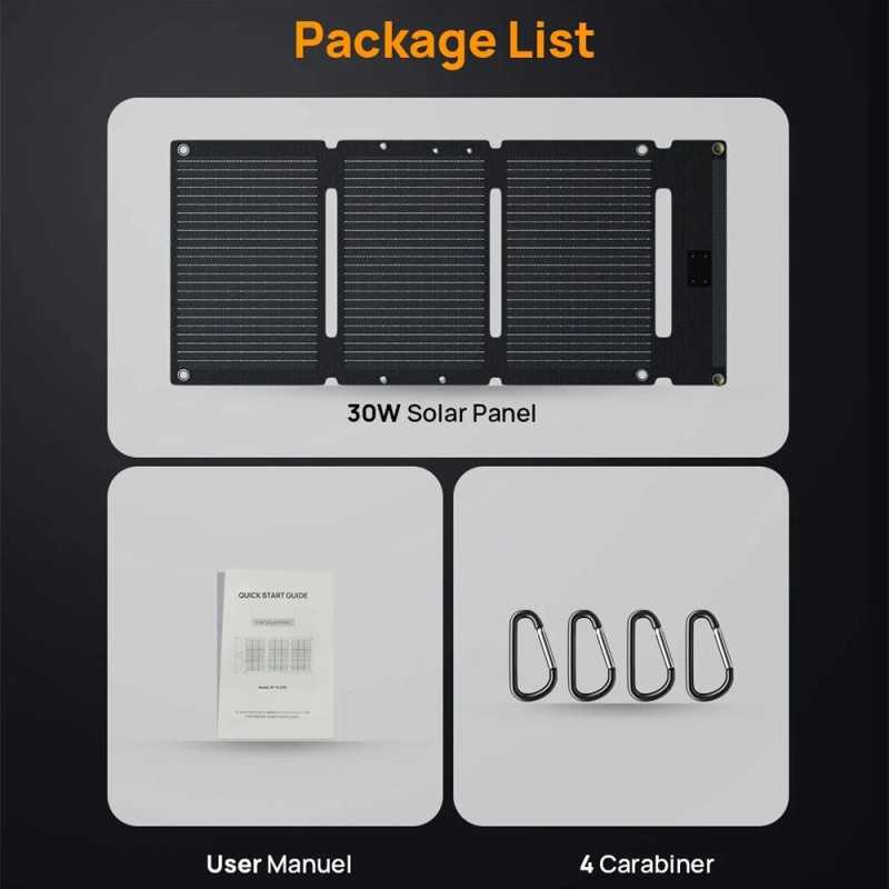 Aferiy 30W kevyt taittuva monokiteinen aurinkopaneeli puhelinten lataukseen USB-C ja USB-A