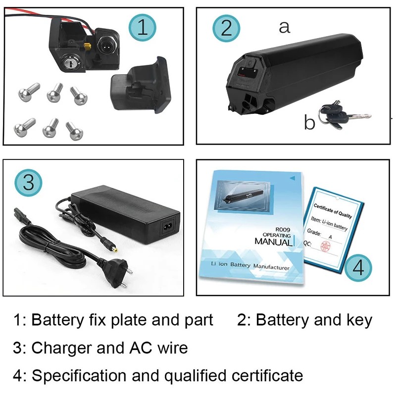 UNITPACKPOWER R009-21 48V 20Ah sähköpyörän akku 2500mAh 30A BMS-suojalevy laturi