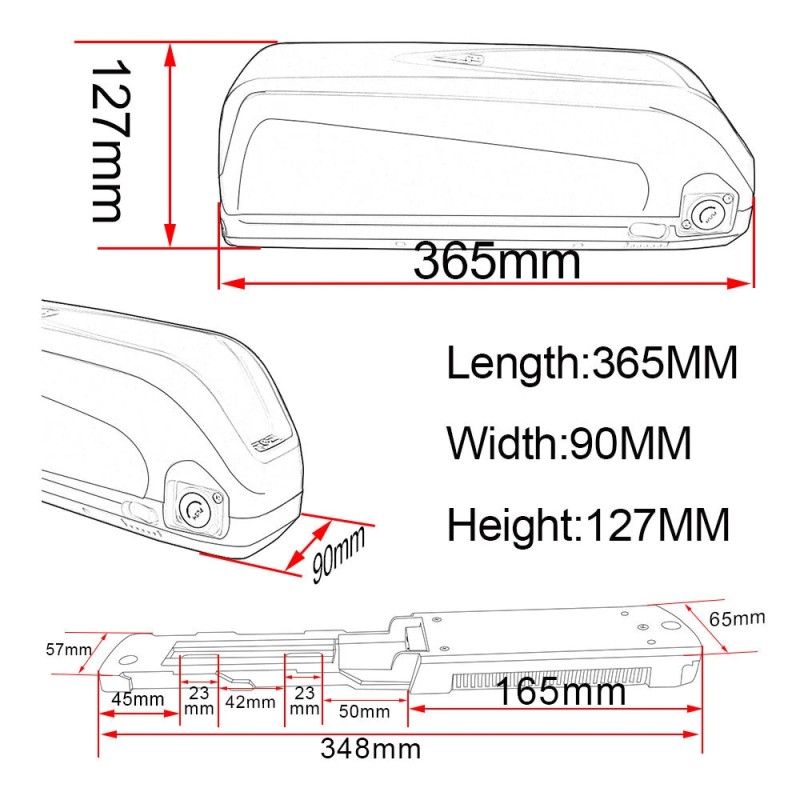 UnitPackPower S039-5 52V 20Ah sähköpyörän akku LG 4800mAh kennot 40A BMS-suojalevy 2A laturi