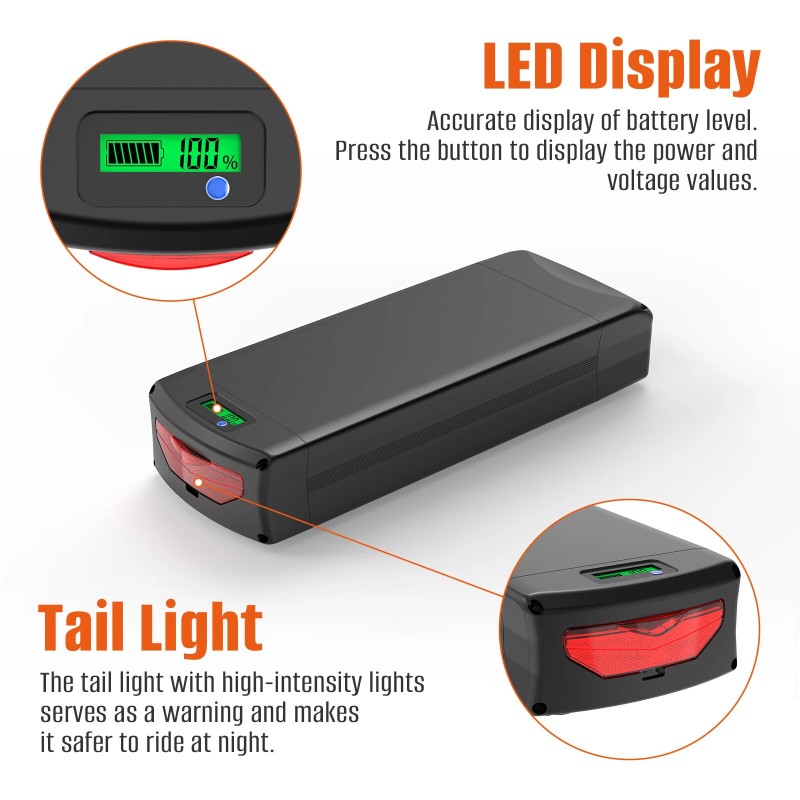 UNITPACKPOWER U010-1 48V/52V 28.8Ah takatelineakku 4500mAh 50A suojapiiri 4A laturi