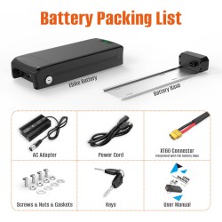 UNITPACKPOWER U010-1 48V/52V 28.8Ah takatelineakku 4500mAh 50A suojapiiri 4A laturi